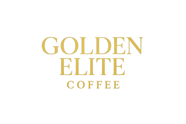 Transparent background logo for ‘Golden Elite Coffee’. Elegant serif typography (Playfair Display or Cinzel), metallic gold gradient lettering, minimalist layout with no borders, no box, no background, no shadow. Luxury branding aesthetic inspired by premium fashion labels like Gucci and Louis Vuitton, sharp high-resolution text, perfect for black or dark backgrounds.